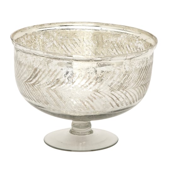 11&#x22; Silver Glass Glam Decorative Bowl